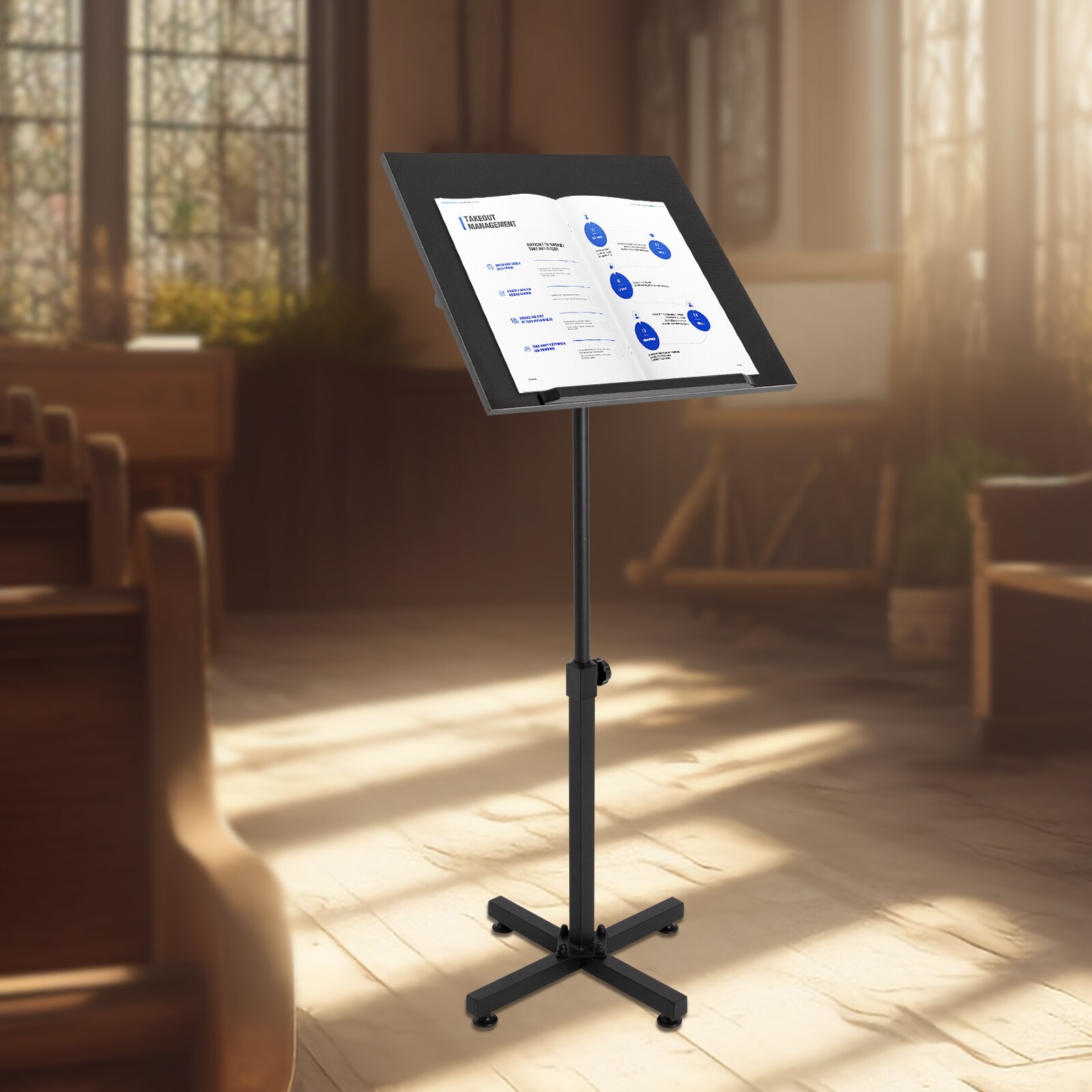 Classic Portable Lectern Podium Stand Height Adjustable Pulpitos Para Iglesias