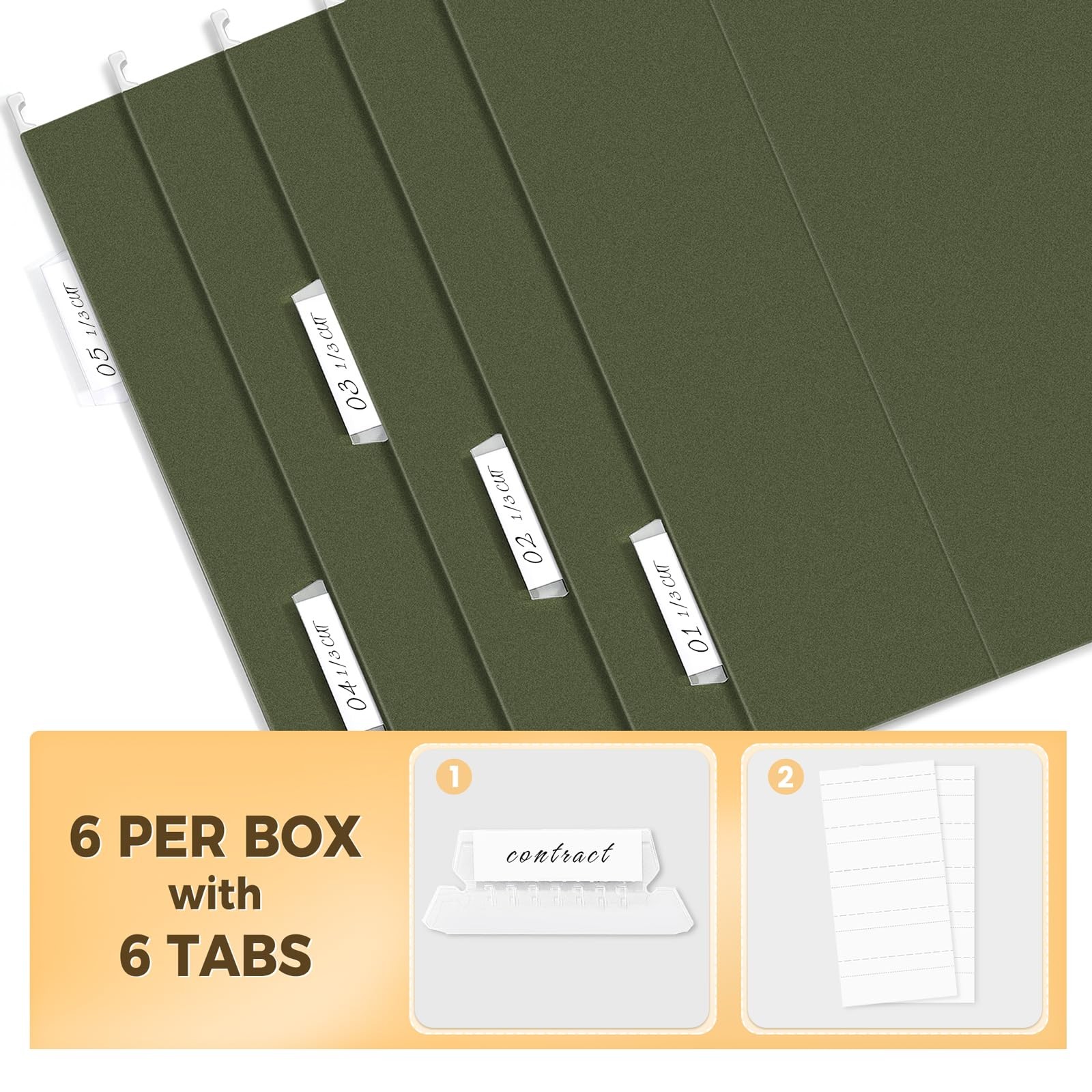 SUNEE Hanging File Folders, 6 Pack Letter Size size, Green