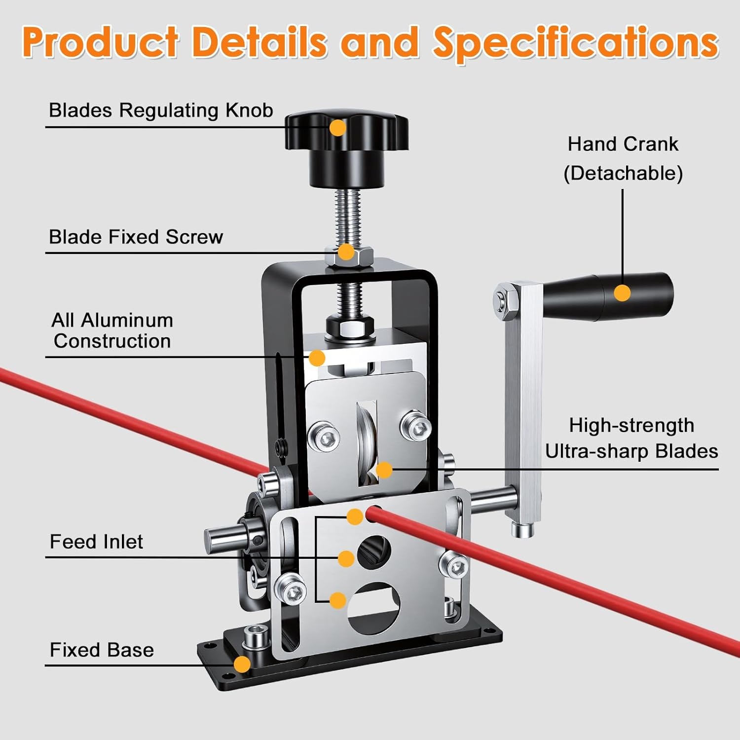Manual Wire Stripper 0.06-1″ Drill Powered Hand Crank Copper Recycling Tool