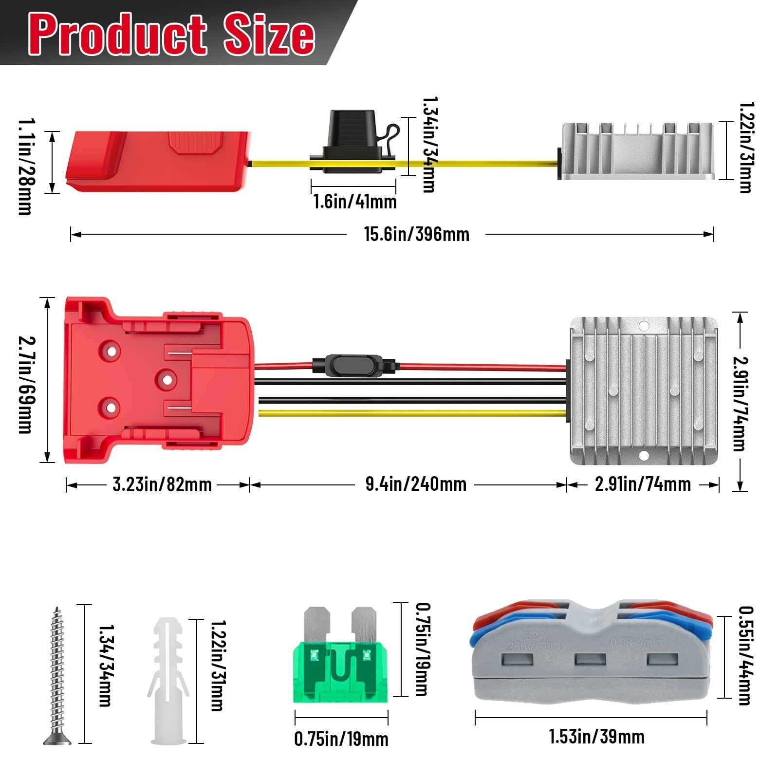 240W 20A 18V to 12V Step Down Converter Compatible with Milwaukee 18V Battery