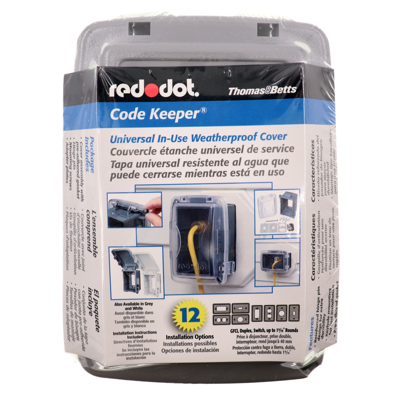 RED DOT CKNMG-NG WHILE-IN-USE WEATHERPROOF RECEPTACLE COVER, 1-GANG, GRAY