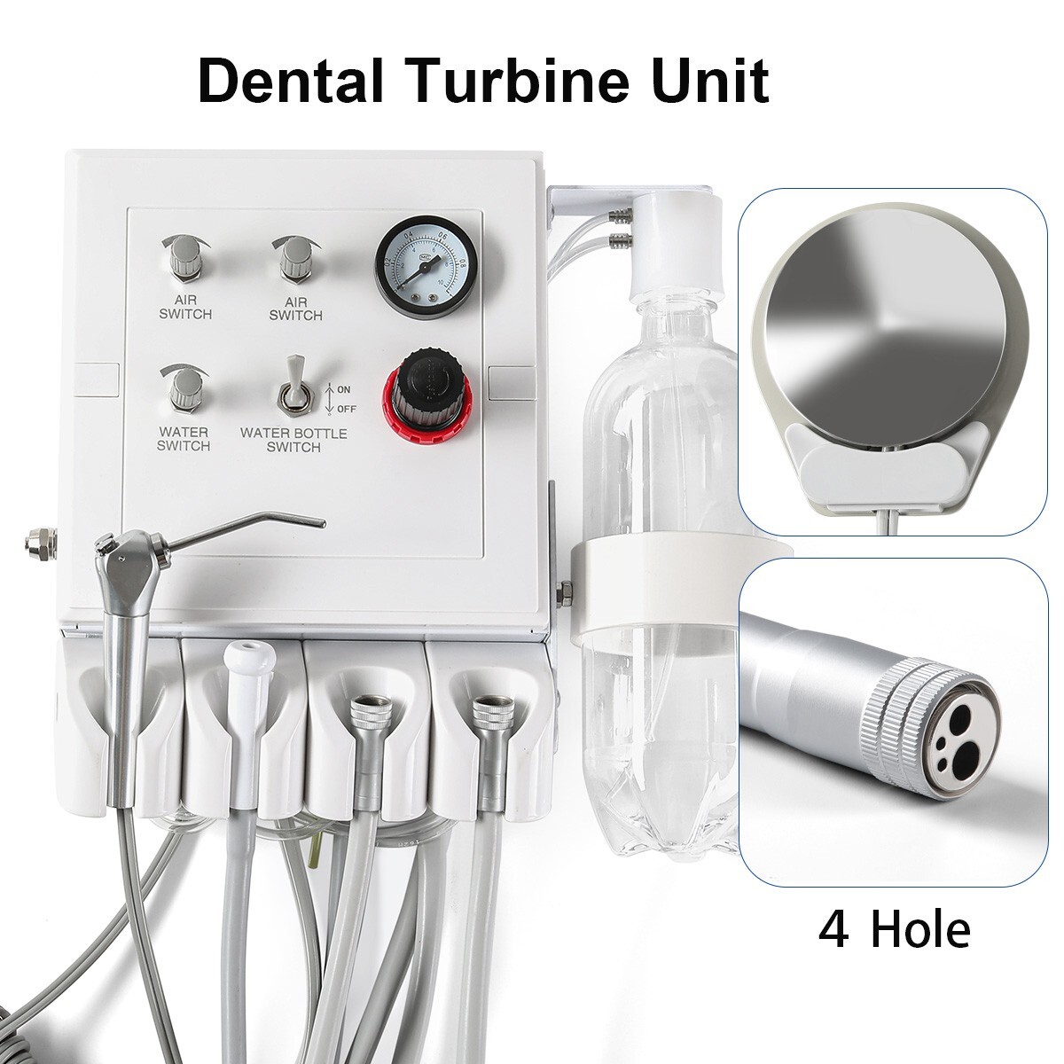 Portable Dental Turbine Unit with Weak Suction Work with Air Compressor 4Hole