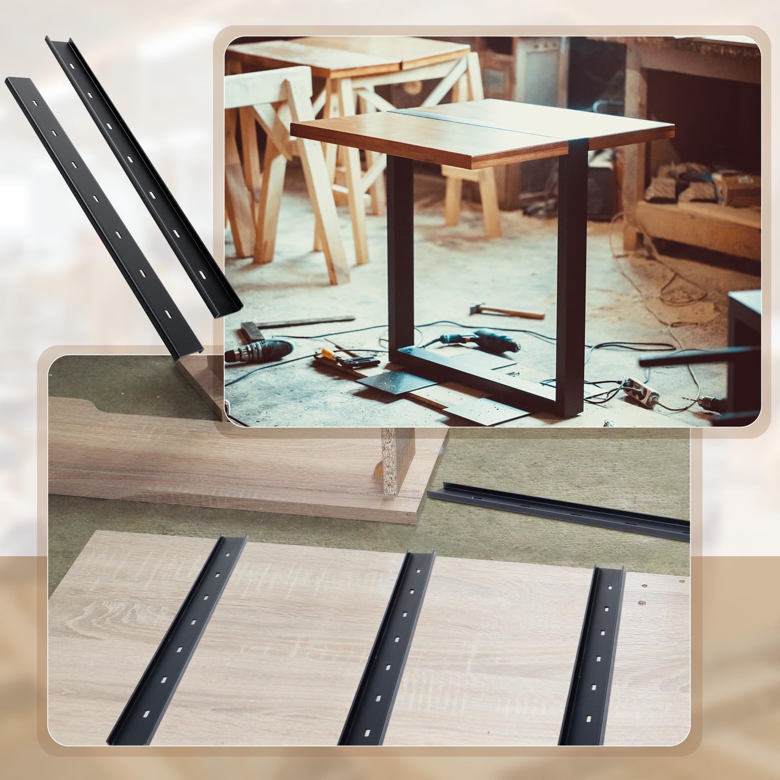 Blulu 4 Pcs 36″ L X 2″ W C Channel Steel Support Metal 36″L X 2″W, Black