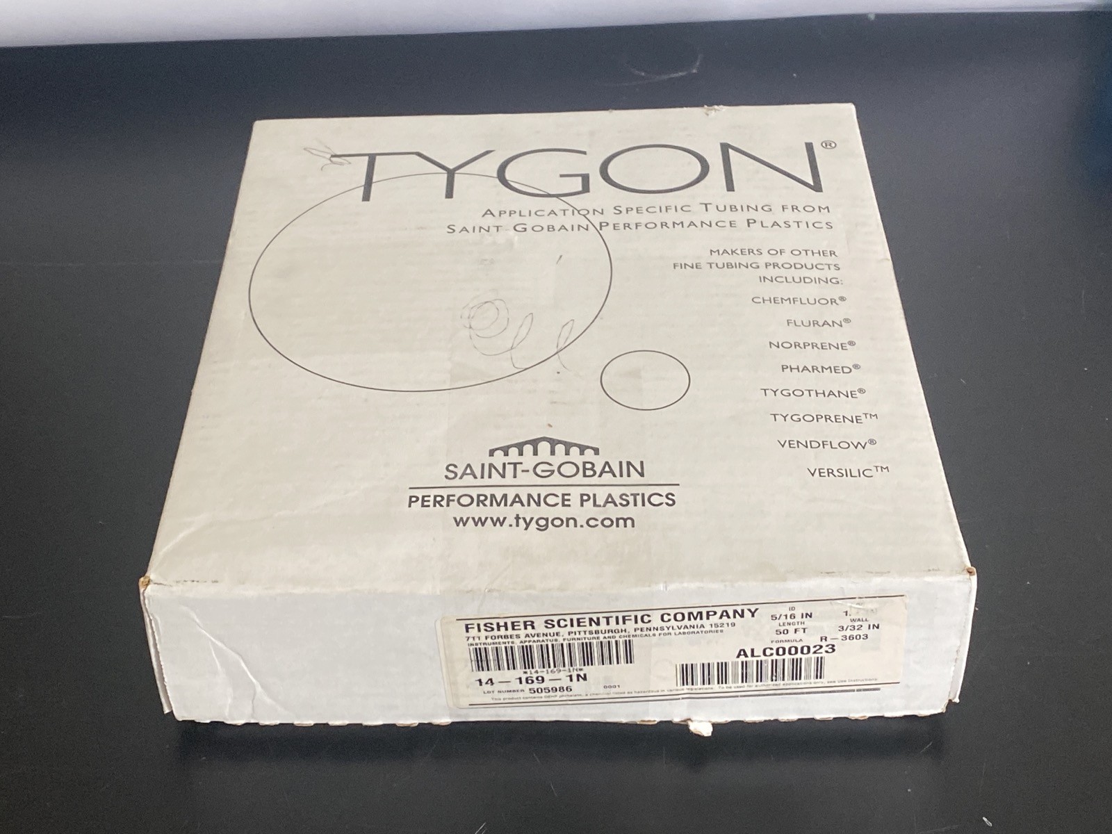 TYGON Formula R-3603 Laboratory Pump Tubing 5/16″ID 1/2″OD 50′ L