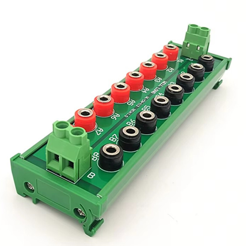 DIN Rail Mounting DC Power 2 x 8-Bit Banana Jack Power Distribution Module.