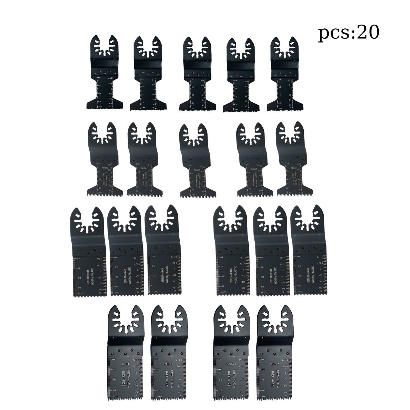 20Pcs Multi-Tool Oscillating Blades 1-3/8″ & 1-3/4″ 4 Types Cutting Blades Kit