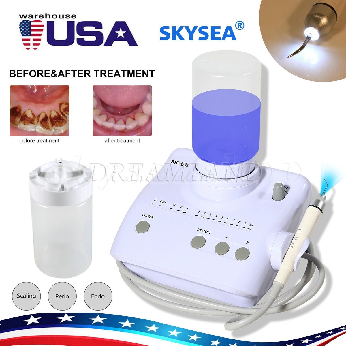 LED Dental Ultrasonic Piezo Scaler Handpiece Bottles Fit EMS Cavitron Woodpecker