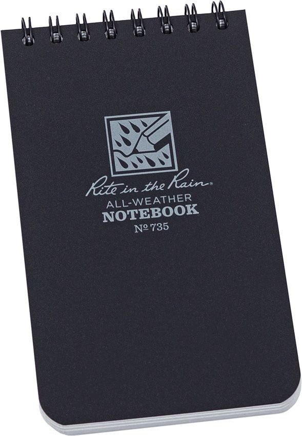 Rite In the Rain Top Spiral Black Notebook 3×5 For Weatherproof Writing USA MADE