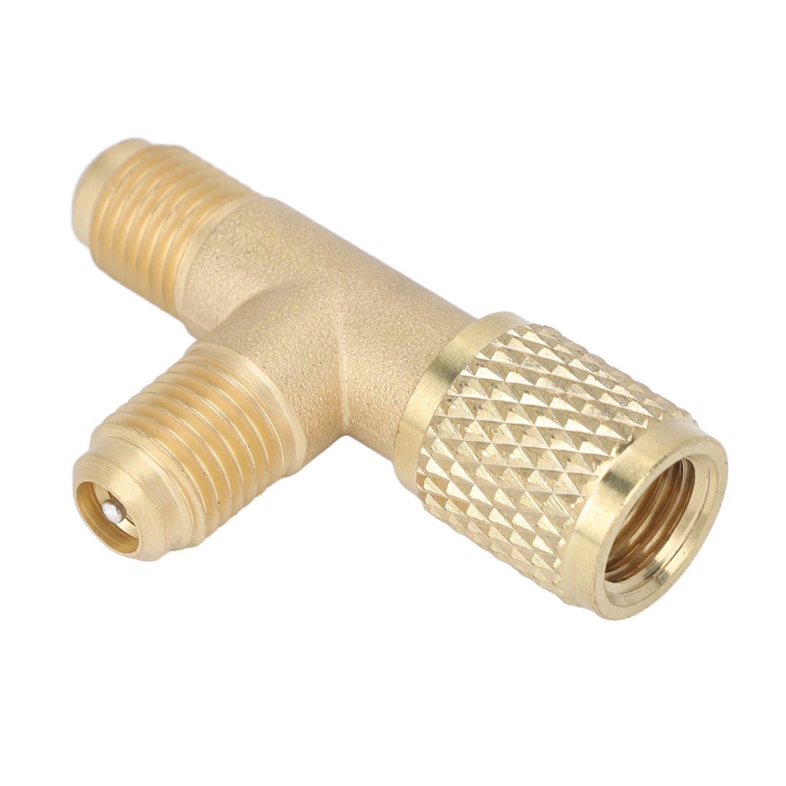 Quick Coupler Tee Adapter With Valve Core Brass 1/4in SAE Sturdy Structure