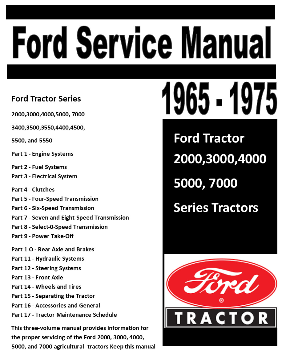 CD 1965-1975 Tractor Service Manual Fits Ford 2000 3000 4000 5000 7000 3400-5550