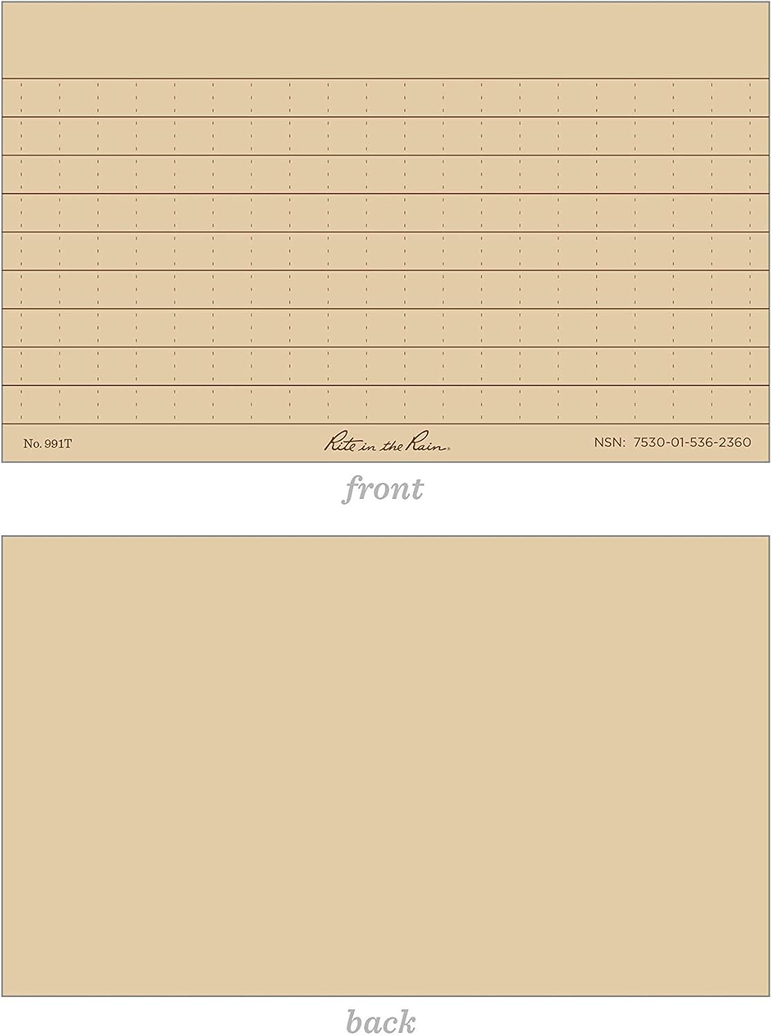 Weatherproof Index Cards, 3″ x 5″, Universal Pattern, Tan (No. 991T)
