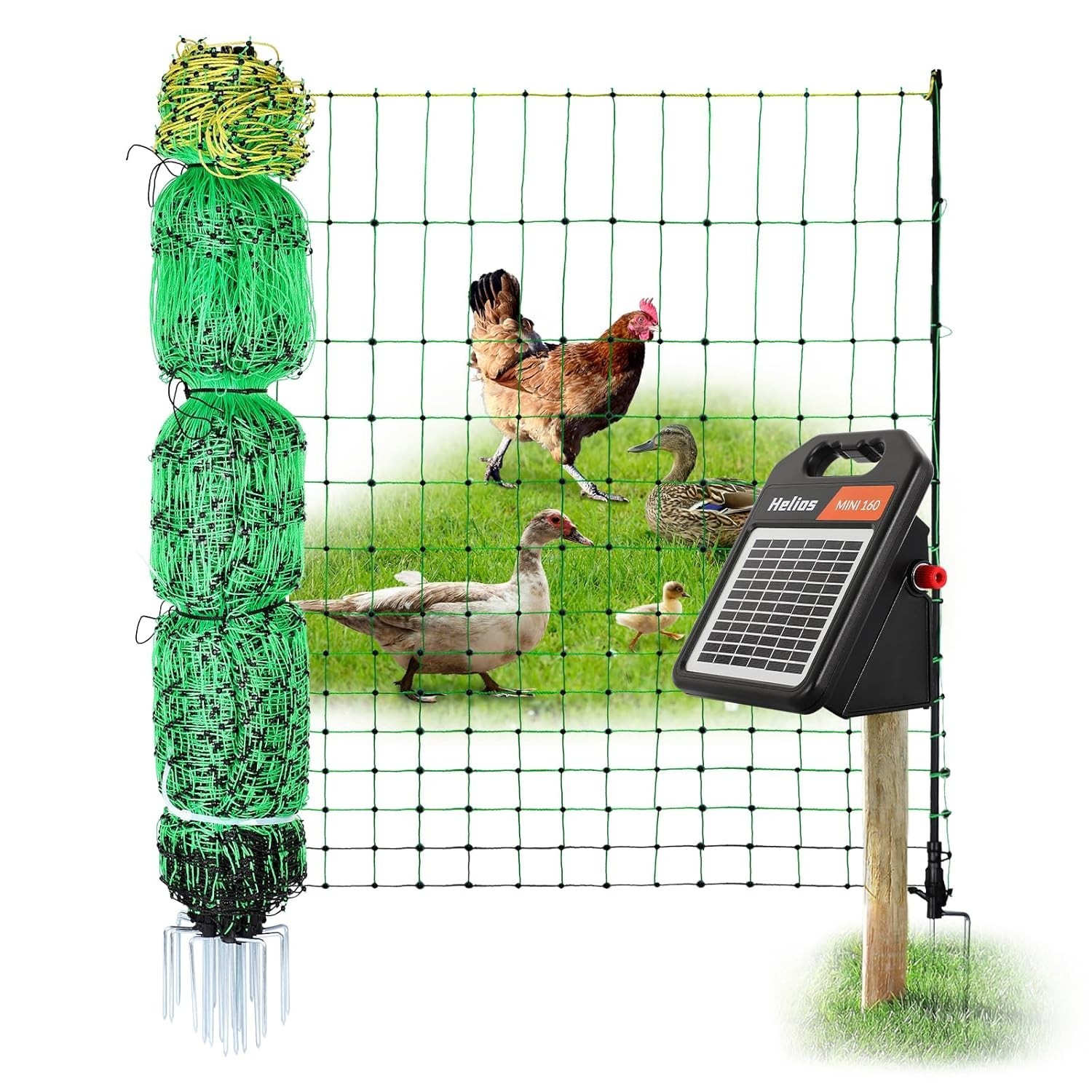 Electric Fence Chicken Netting Kit, 48″ X 164′, Solar Electric Fence for Poultry