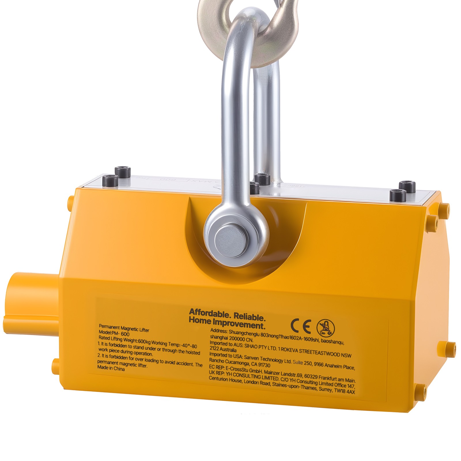 Uimoso Permanent Magnetic Lifter with 1320 lbs Load Capacity, N42 Magnet
