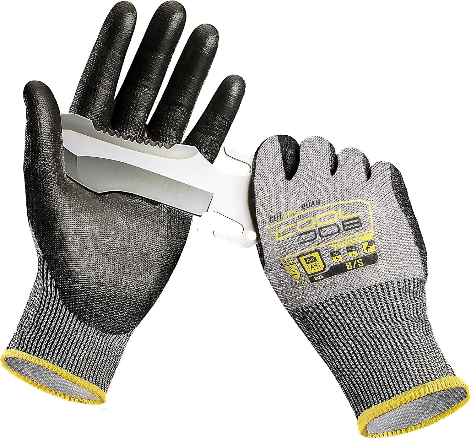 12/120 Pairs Cut Resistant Work Gloves PU Coating, ANSI A2 A4 A6 A9