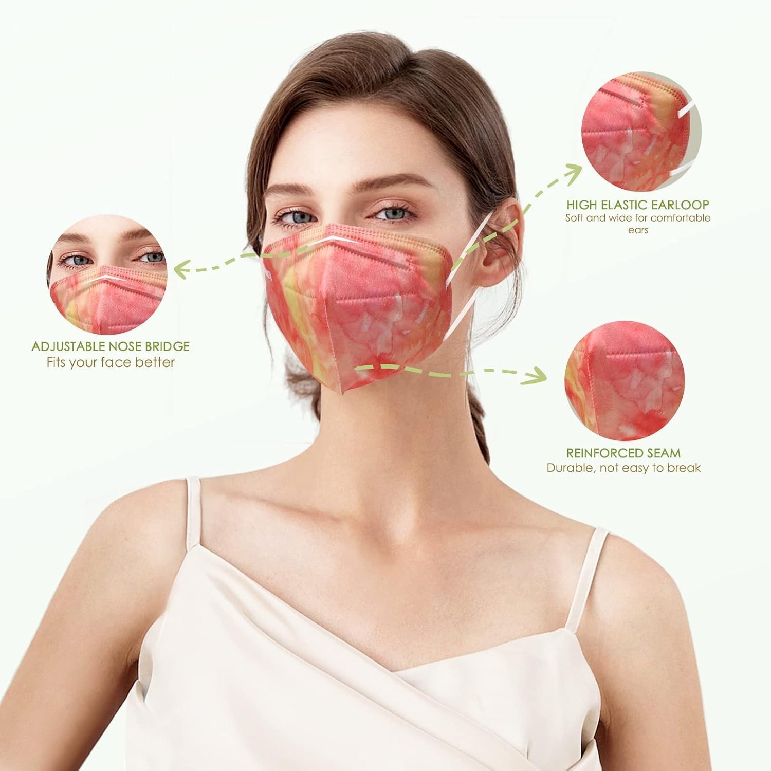 KN95 Face Masks for Adults, 50 Pack 10 Colors Disposable KN95 Masks, 5 Layer …