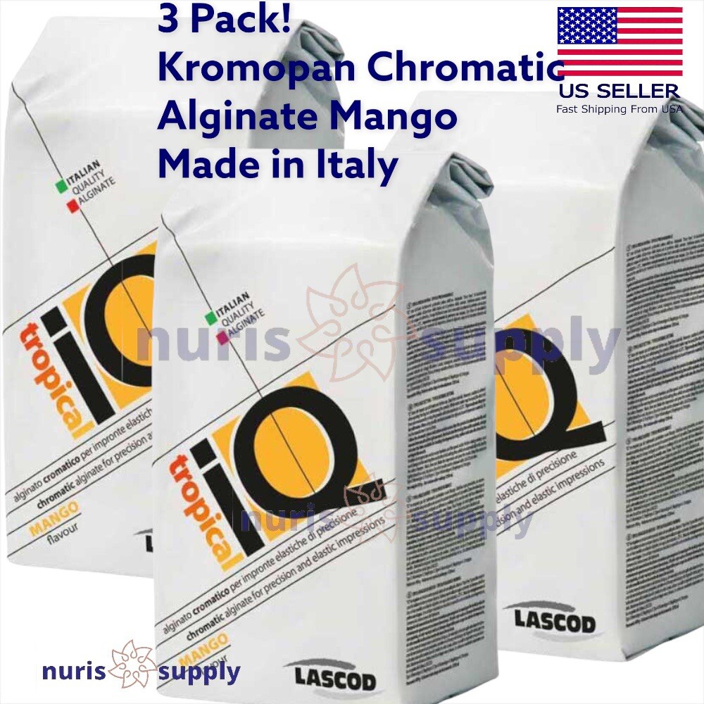 3 PACK Fast Set Dental Impression Material Mango Chromatic Alginate Kromopan
