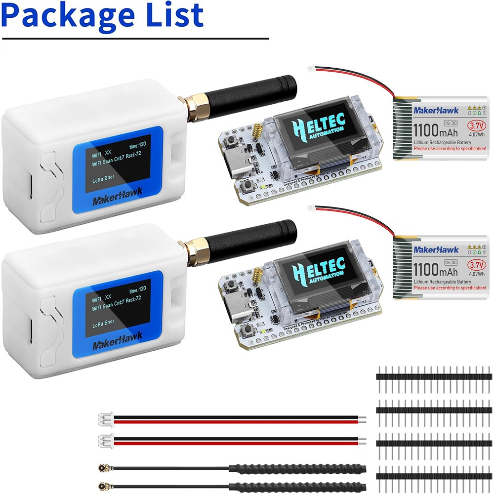 2Sets Heltec 915MHz LoRa V3 Board ESP32 + IPEX Antenna + Meshtastic Case+Battery