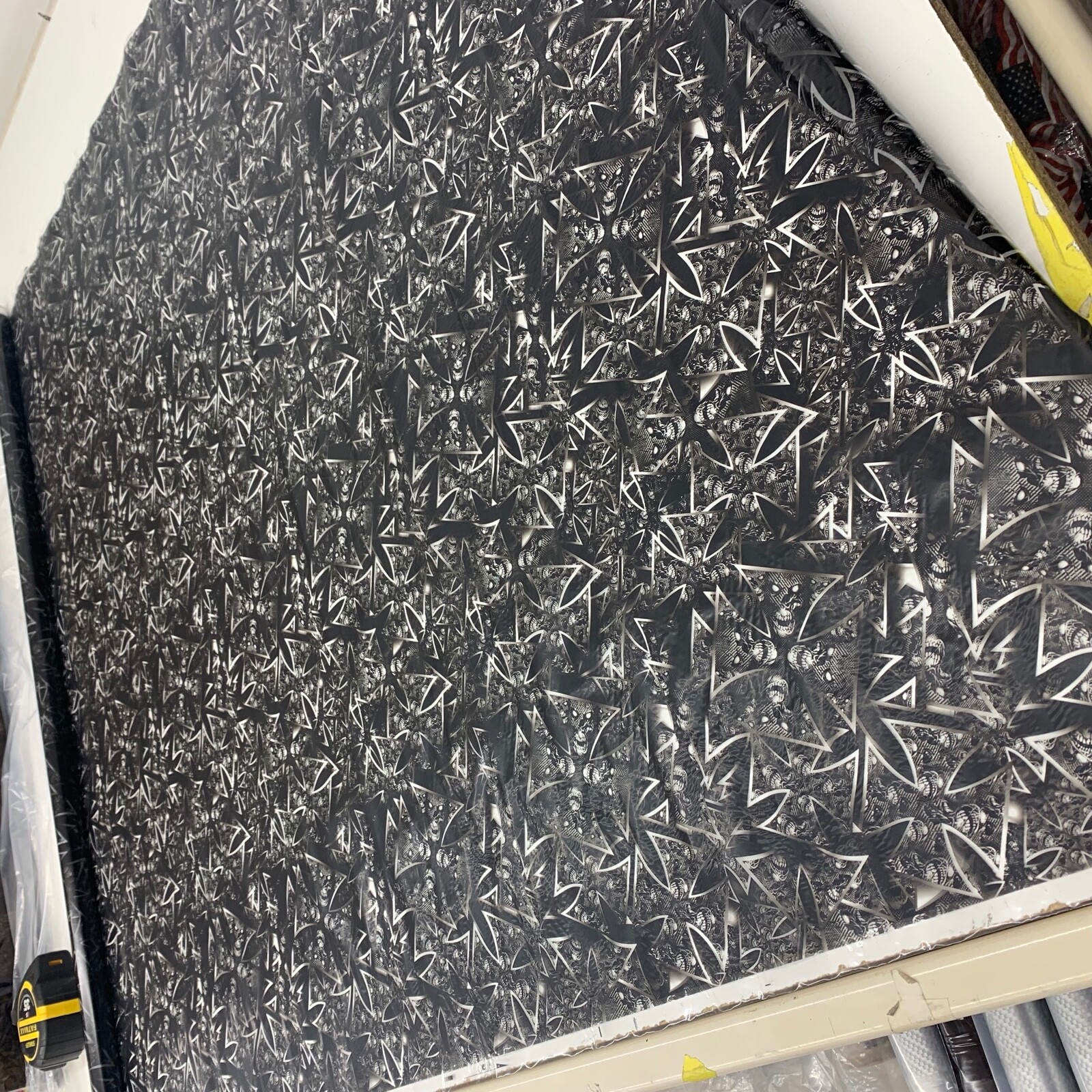 HYDROGRAPHIC FILM Carbon fiber skulls Iron Cross 7′ x 20″ of film hydro DIP APE
