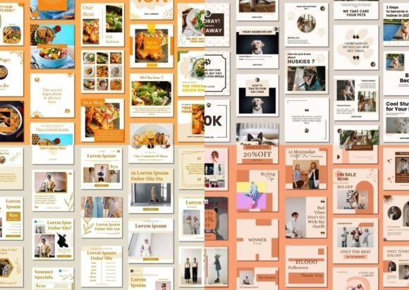 240 Social Media Canva Templates Bundle Instagram Post Story Editable Templates