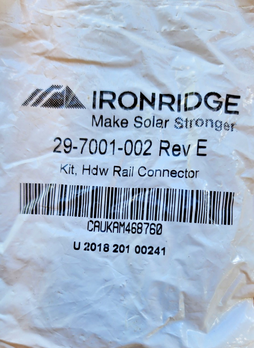 (70) OEM IRONRIDGE 29-7001-002 Bolts and Nuts Kit, Hdw Rail Connector for Solar