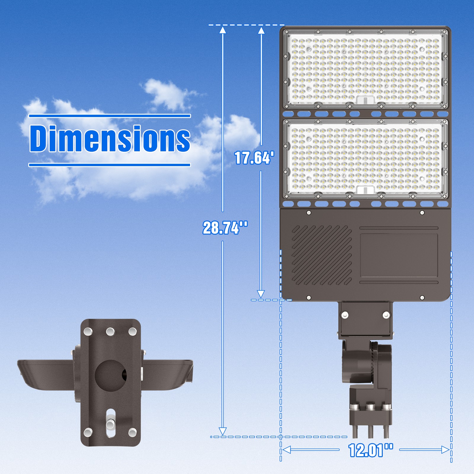 Dusk to Dawn 320W 120V LED Shoebox Area Light Commercial Security Flood Lighting