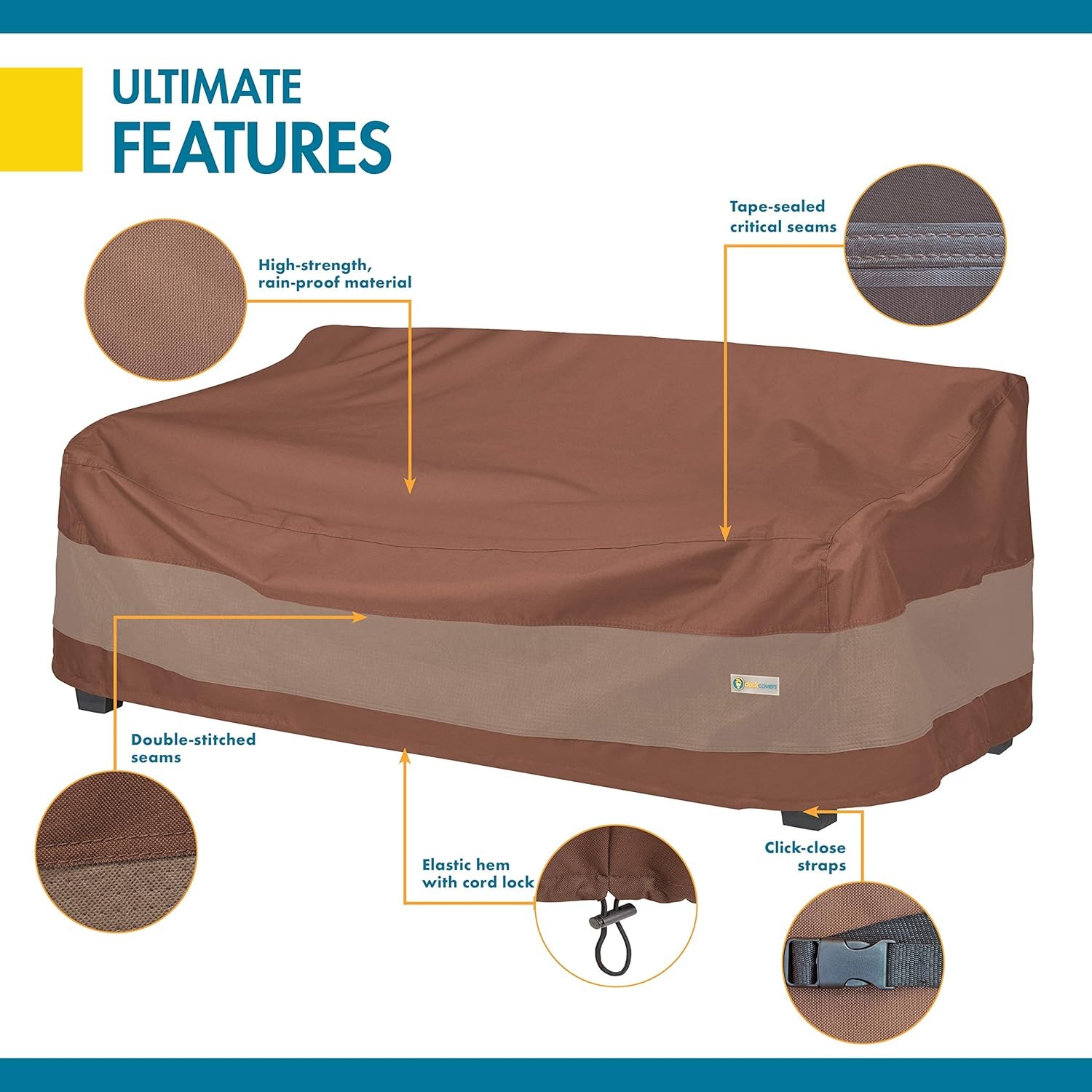 Duck Covers Ultimate Waterproof 79W x 37"D x 35"H, Mocha Cappuccino