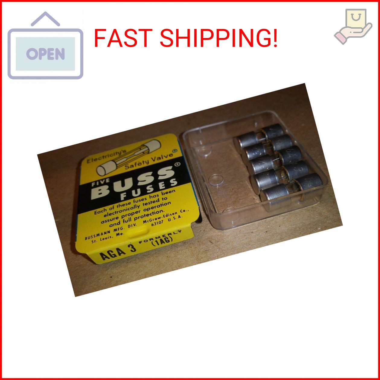 Cooper BUSSMANN AGA-3 Fuse, Cartridge, 3A, 6.3X15.9MM, FST ACT (5 Pieces)