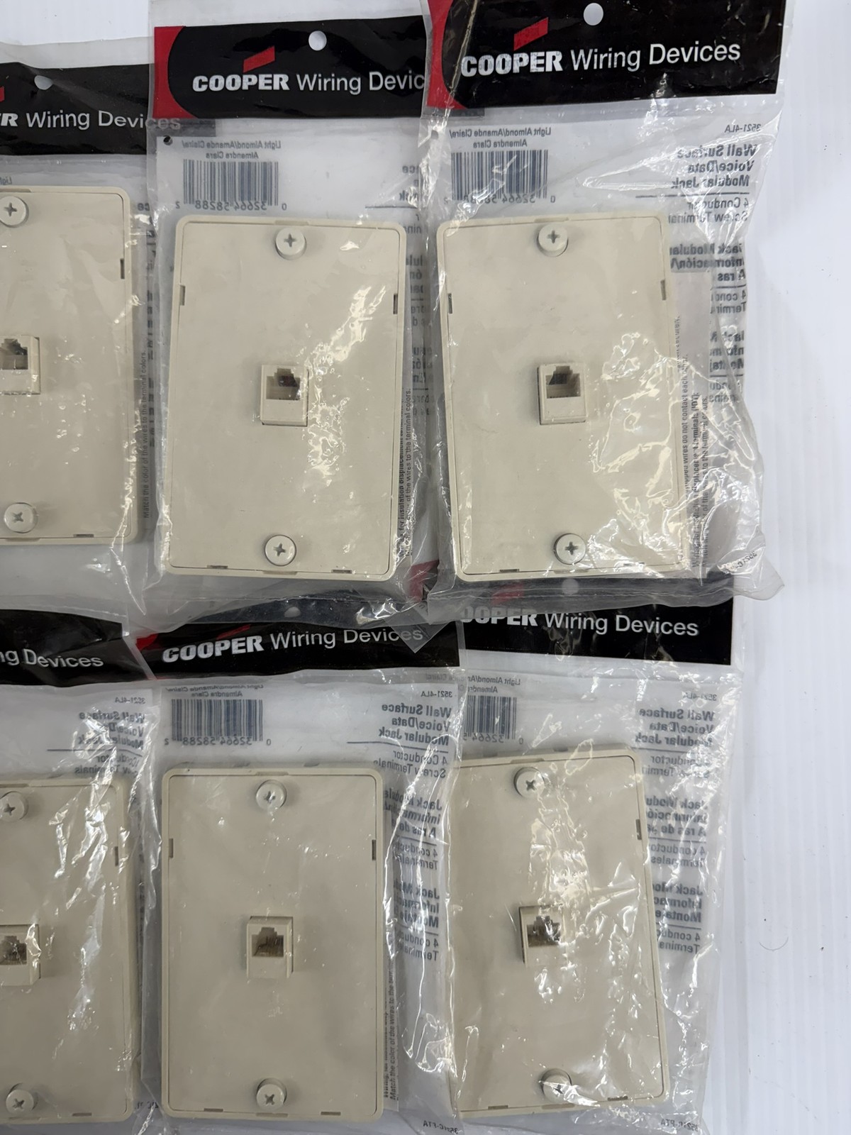 Cooper Wiring Wall Surface Voice/Data Modular Jack 3521-4LA Lot of 10