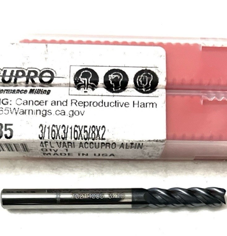 5PC Accupro 70214085 3/16″ 4FL Square End Mill Solid Carbide AlTiN NEW