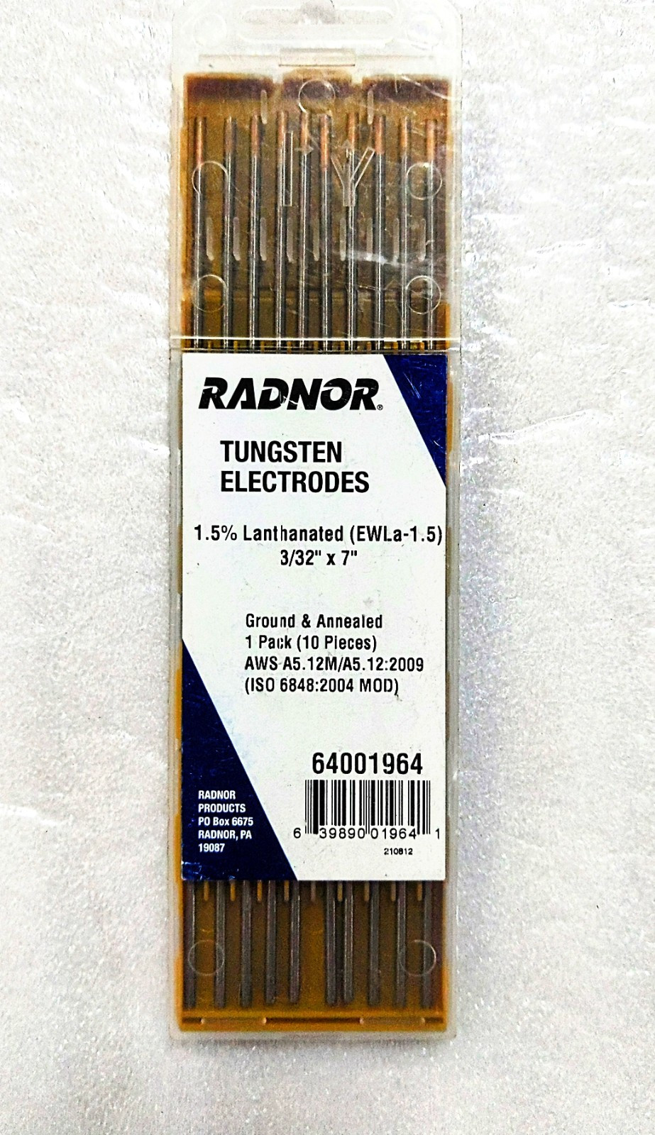 Radnor Tungsten Electrodes 64001964 1.5% Lanthanated 3/32″ x 7″