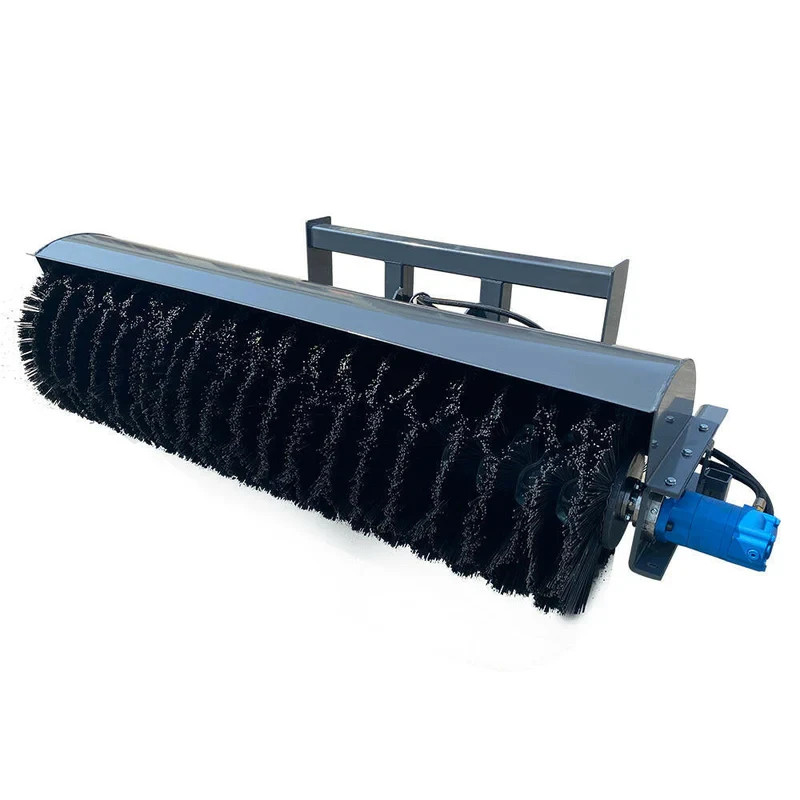 72″ Skid Steer Broom Sweeper, Poly/Steel Bristles, with Debris Bucket 16-21 gpm