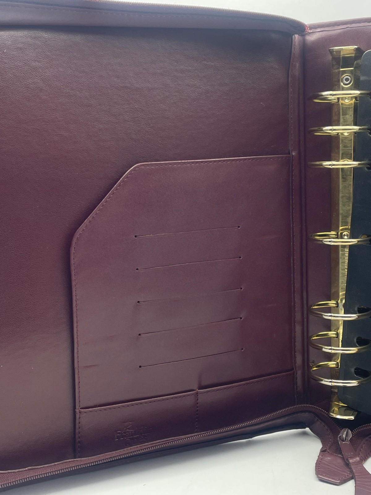 Vtg Franklin Quest Burgundy Leather Crossbody Bag Zip Binder 7-Ring two handled