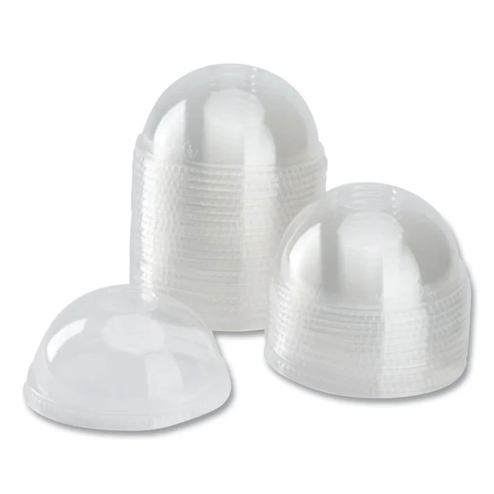 (200pc) Karat 12 oz. to 24 oz. Cold Cup No Hole Dome Plastic Lids – Clear – NEW