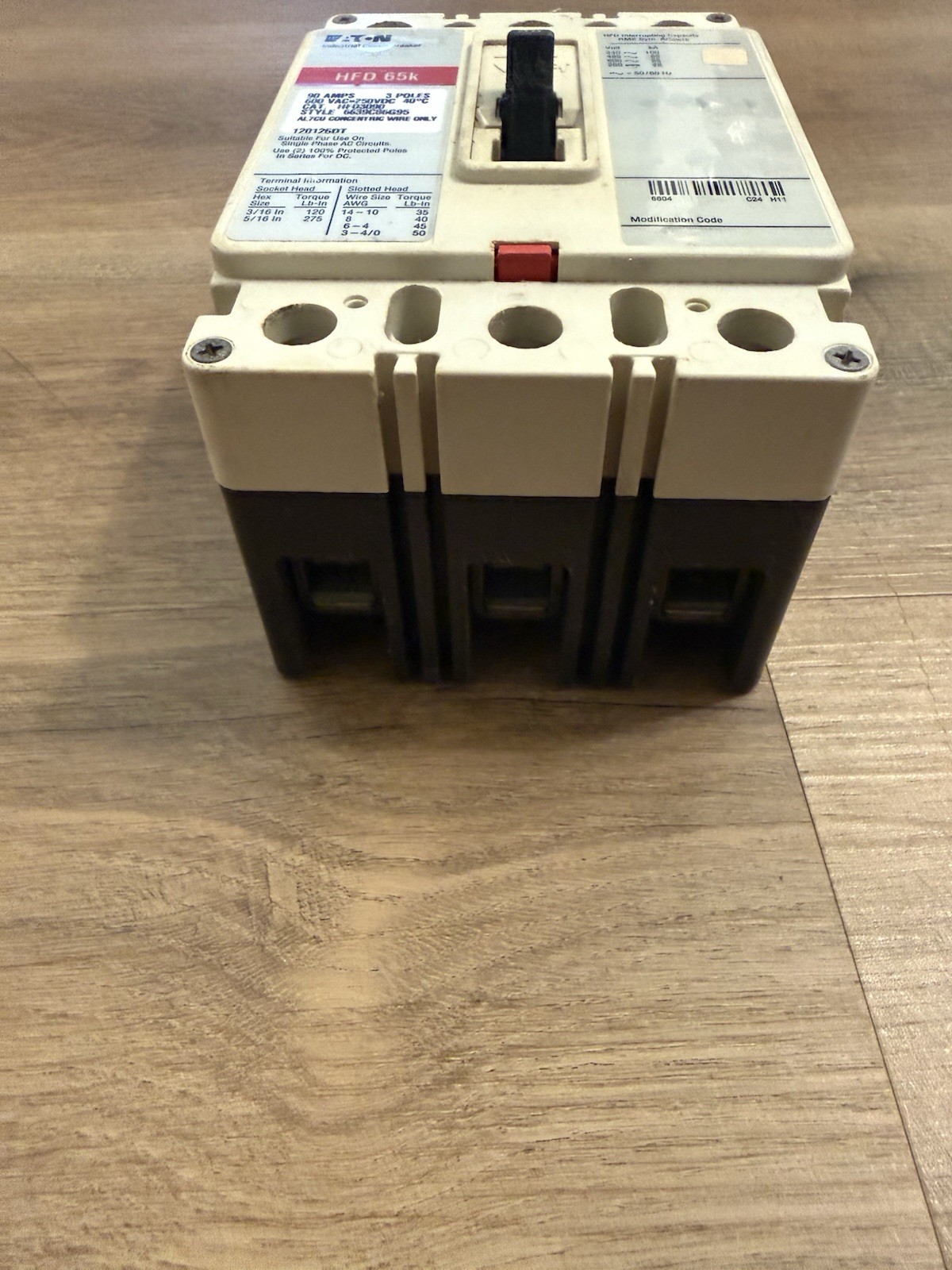 Eaton HFD3090 90 Amp 3 Pole 600vac