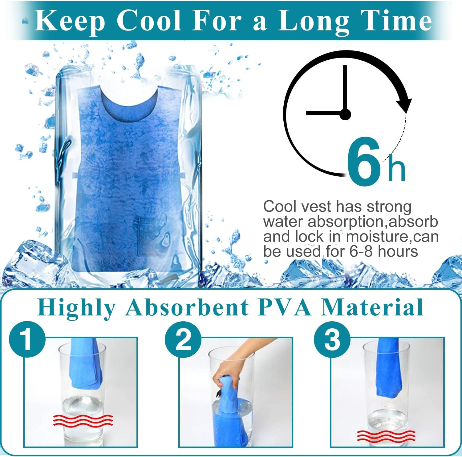 Evaporative Cooling Vest for Men Women: Water Activated Ice Cold Vest for Hot We