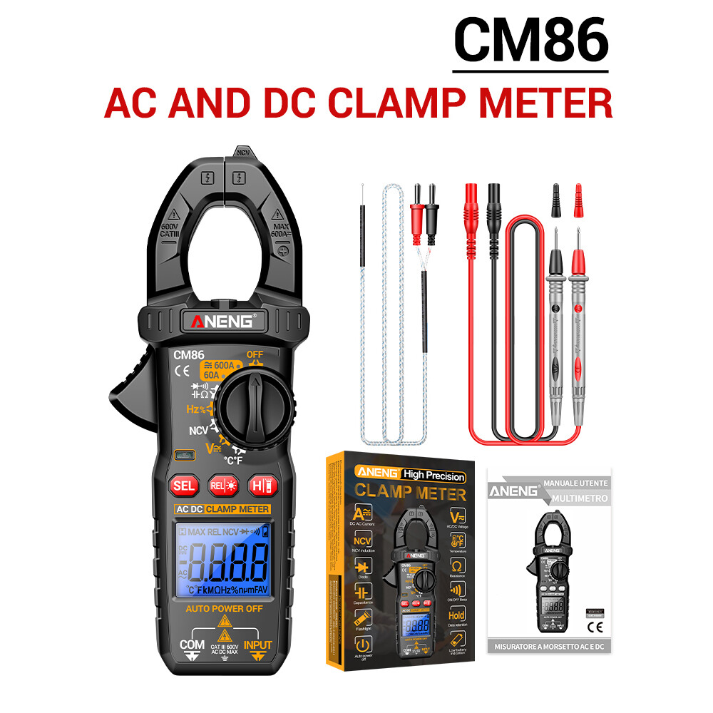 ANENG Digital Clamp Meter 6000 Count Multimeter NVC Amp AC DC Volt Current Test