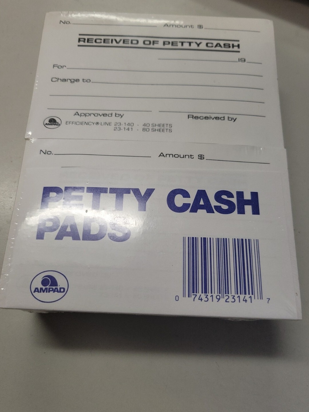 Ampad 23-141 Petty Cash Receipt Pad 3 x 4-3/4 Inches 80 Sheets per Pad Pk of 12