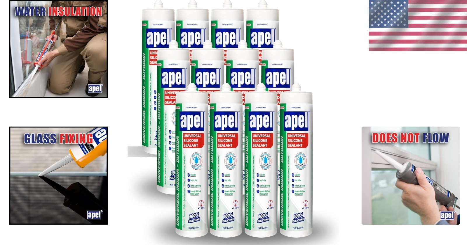 Versatile 100% Silicone Sealant – Low Odor, Fast Curing & Waterproof, 12 Pack