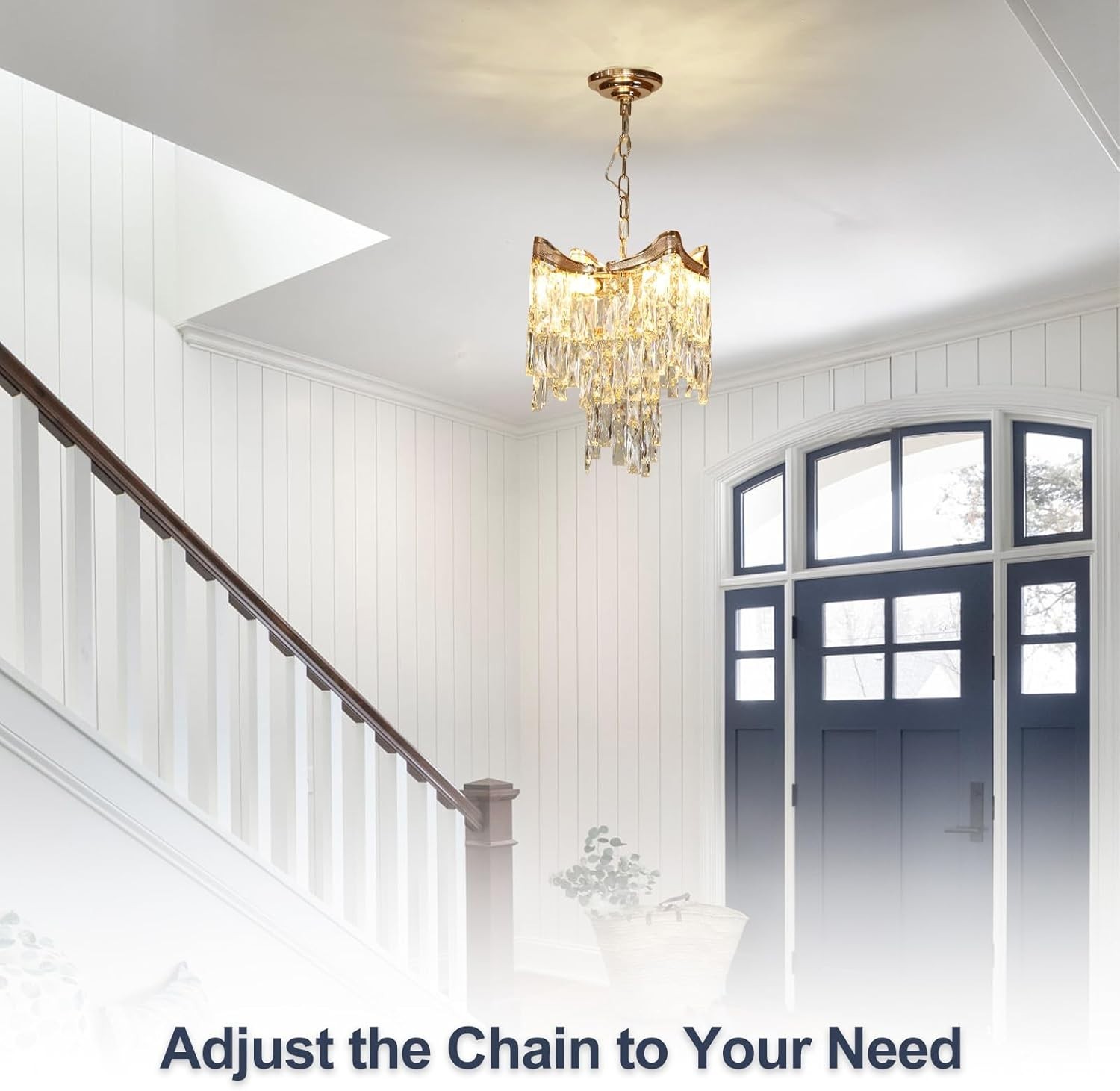 Modern Gold Crystal Chandelier 6-Light 2-Tier E12 Bulbs Included Ceiling Light