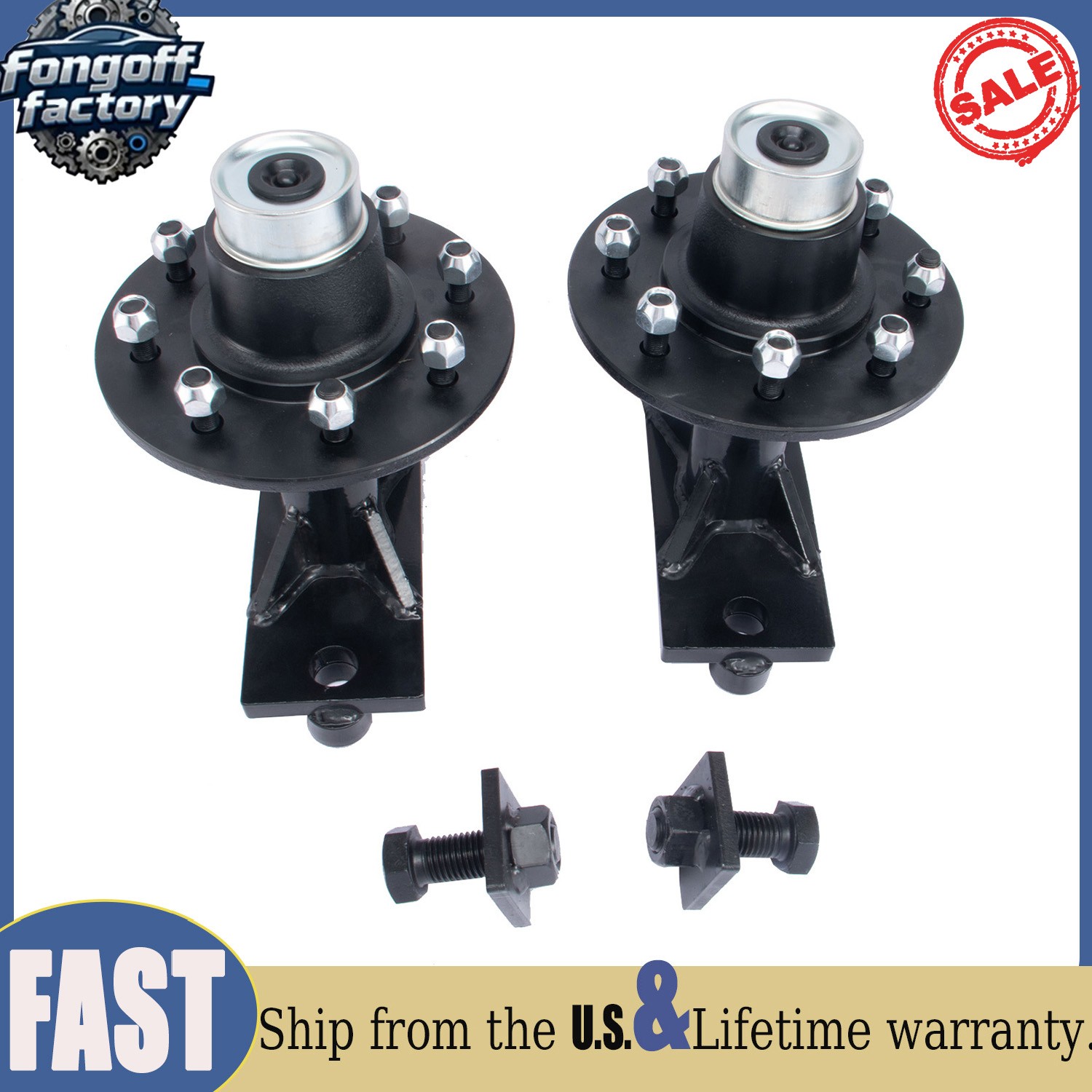 Pair 8000LB 8×6.5 Lug Superior Shipping Container Wheels Bolt-on Spindle Kit