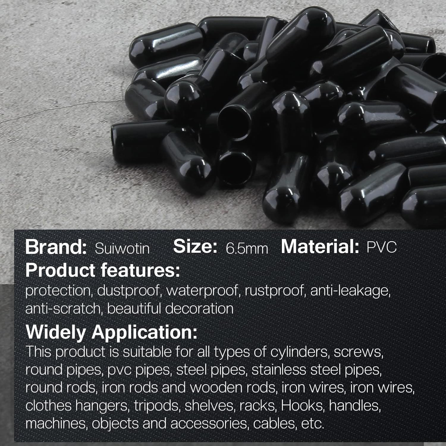120PCS round Rubber End Caps 1/4 Inch/6.5Mm Screw Thread Protectors round Tube