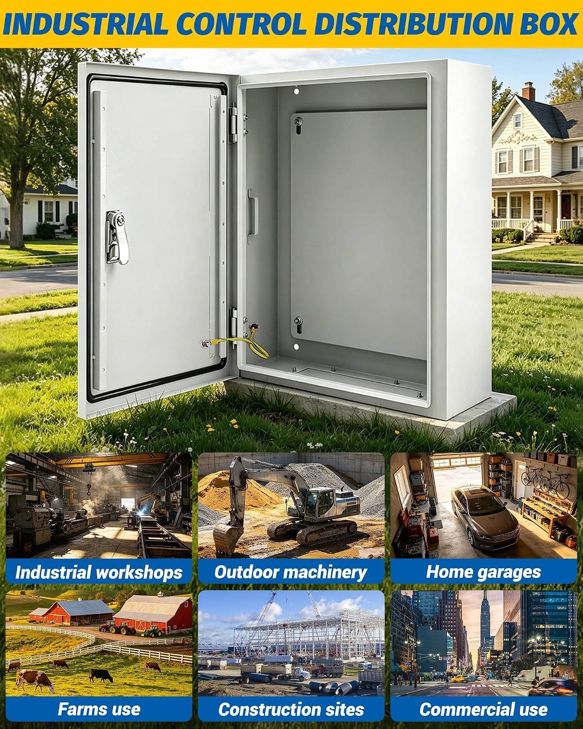 Secure 20x20x8» Junction Box with Lock | NEMA 4X Steel Design, Indoor/Outdoor