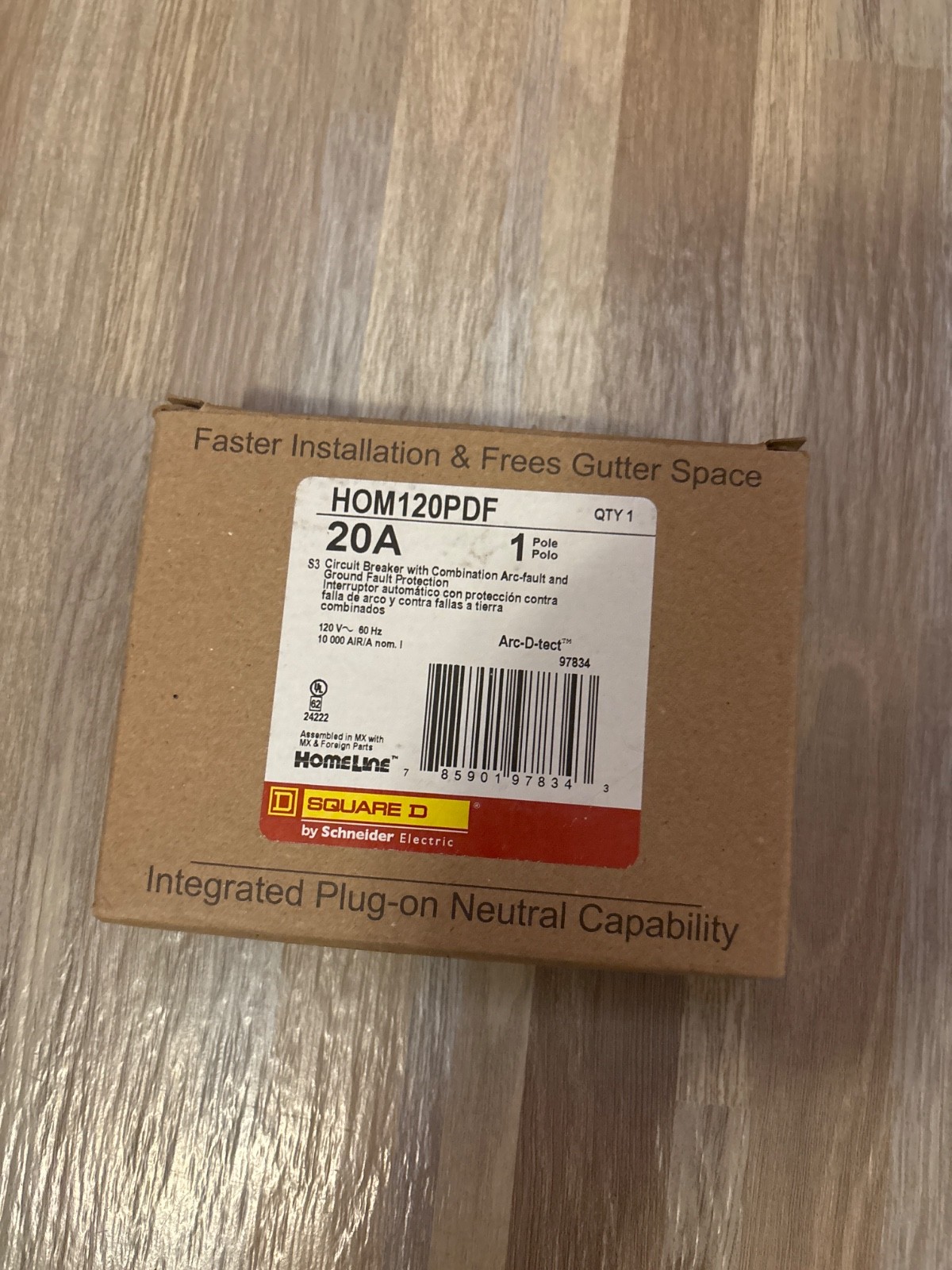 Square D HOM120PDF 120V 20A Single-Pole Circuit Breaker