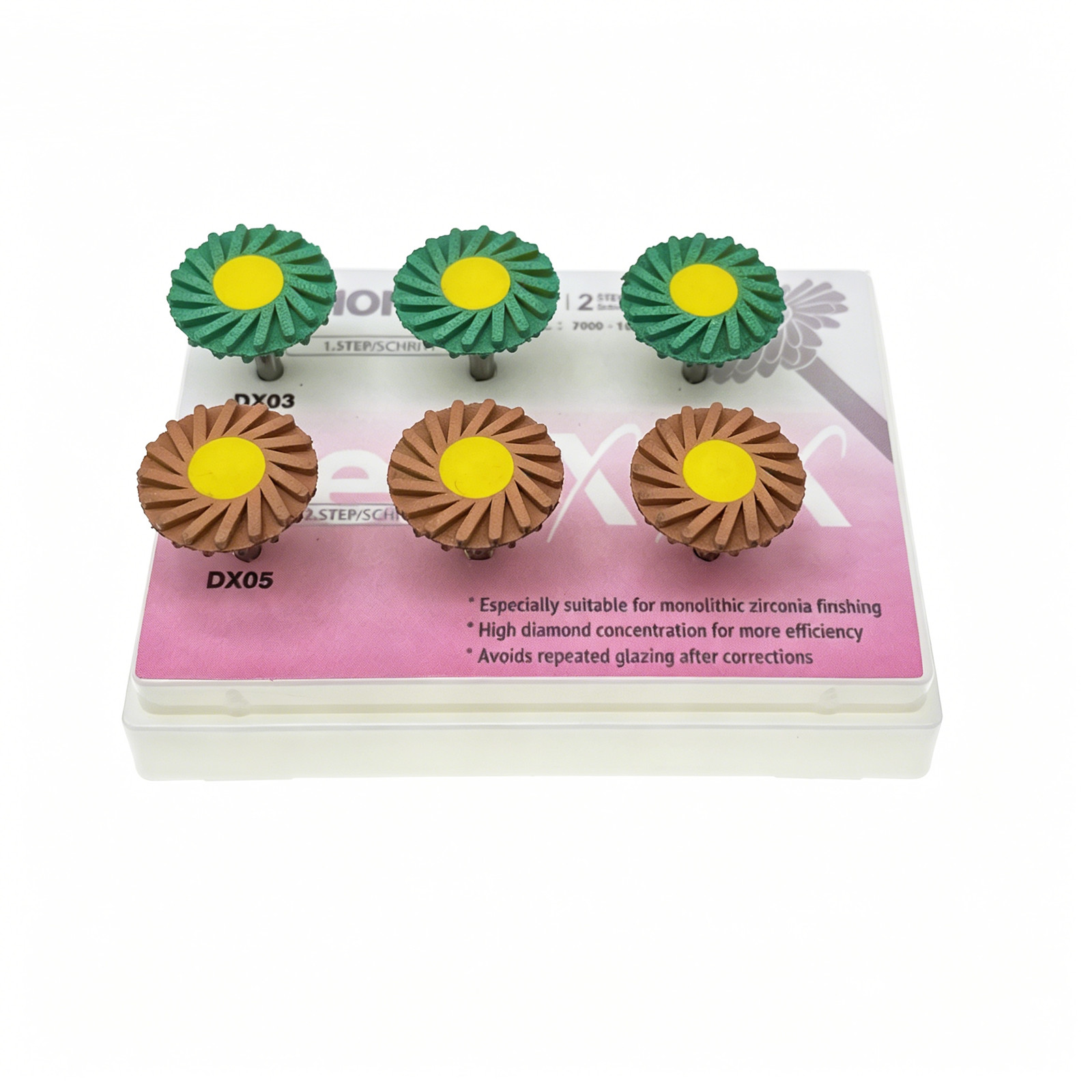 Dental Porcelain Zirconia Grinding Polishing Wheel Kit RA 2.35mm Rubber Diamond