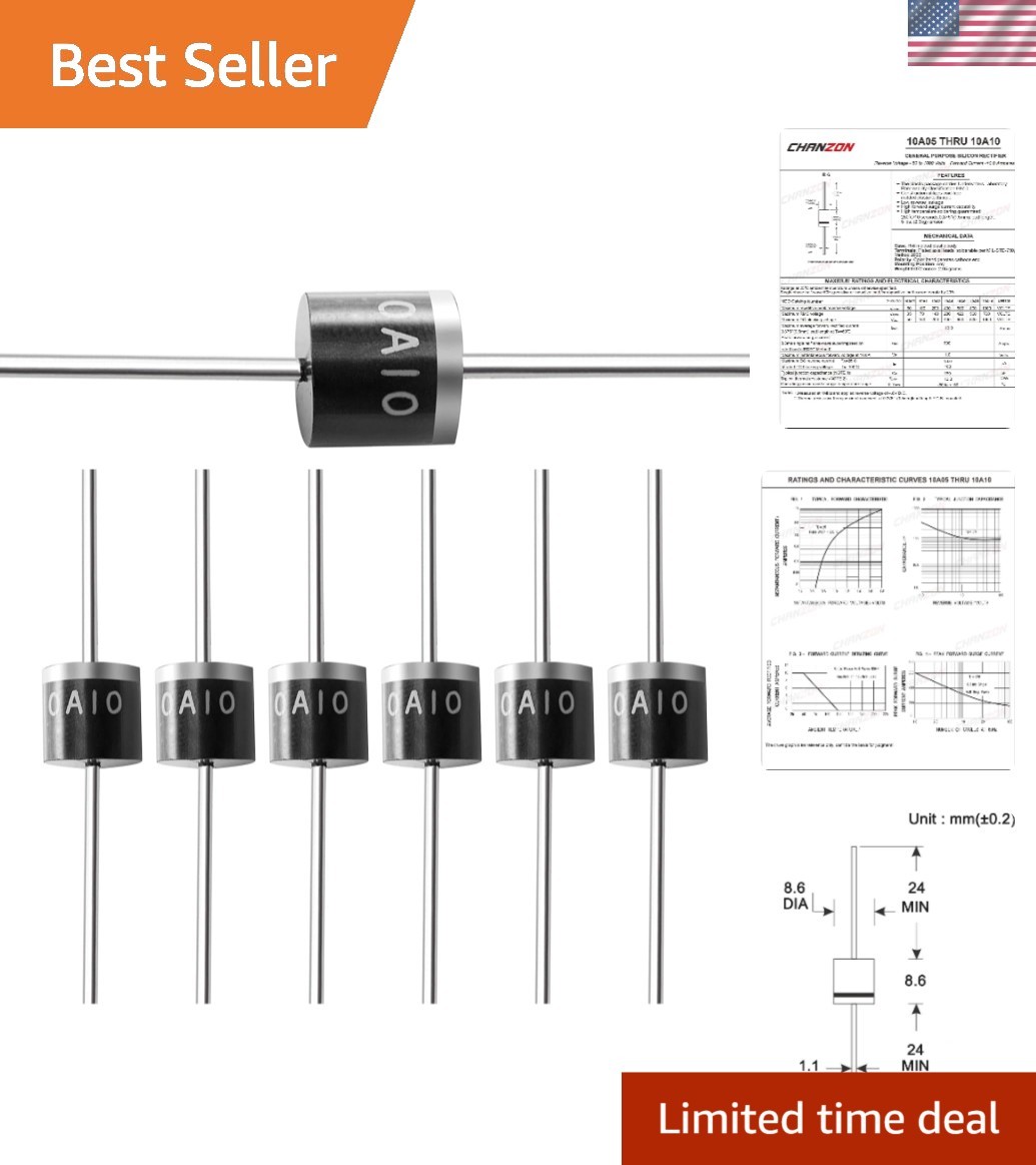 High Performance 10A10 Rectifier Diodes – 20 Count, 10 Amp 1000 Volt Package