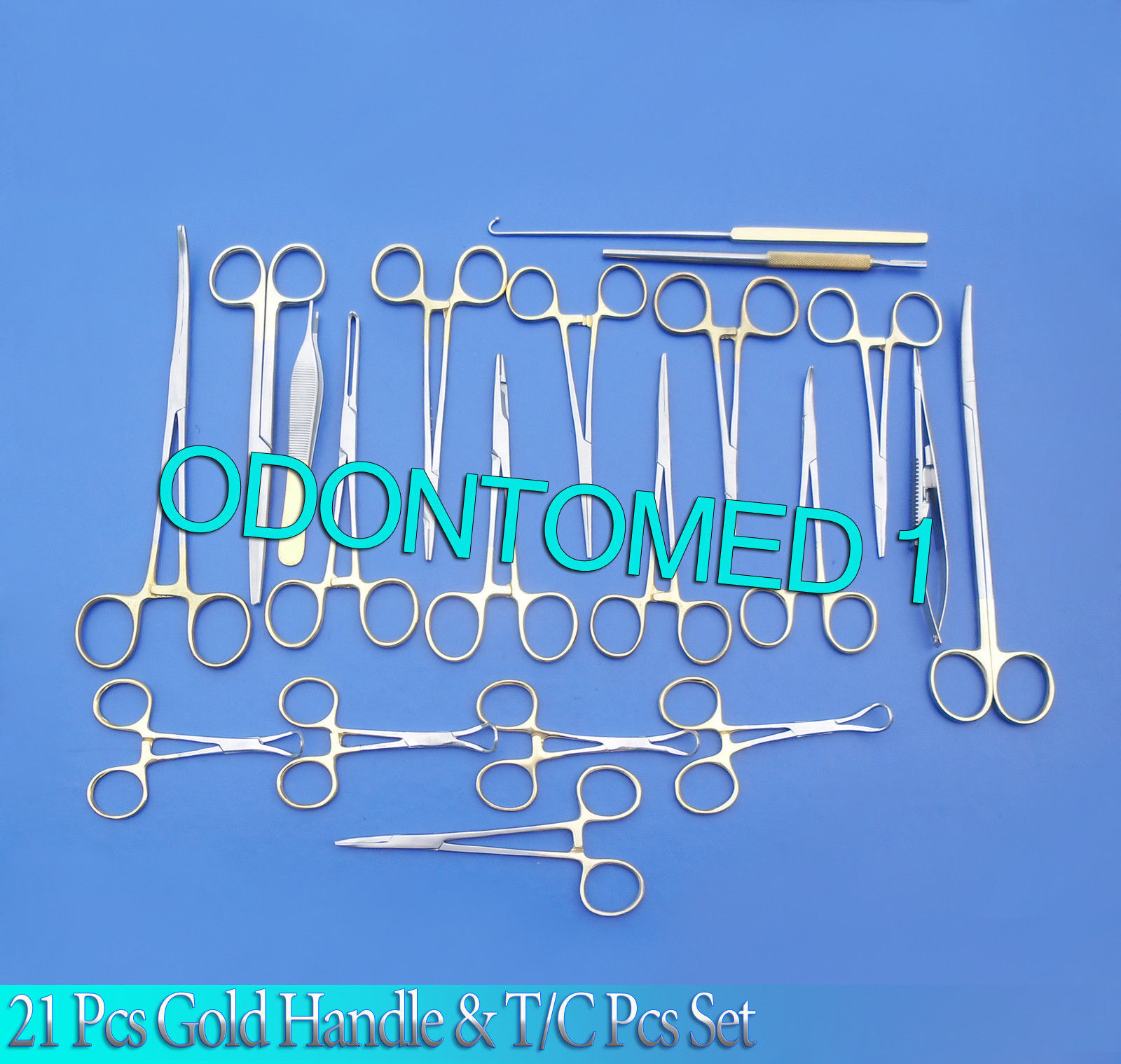SET OF 21 PCS GOLD HANDLE T/C FELINE SPAY PACK SURGICAL INSTRUMENTS KIT DS-1066