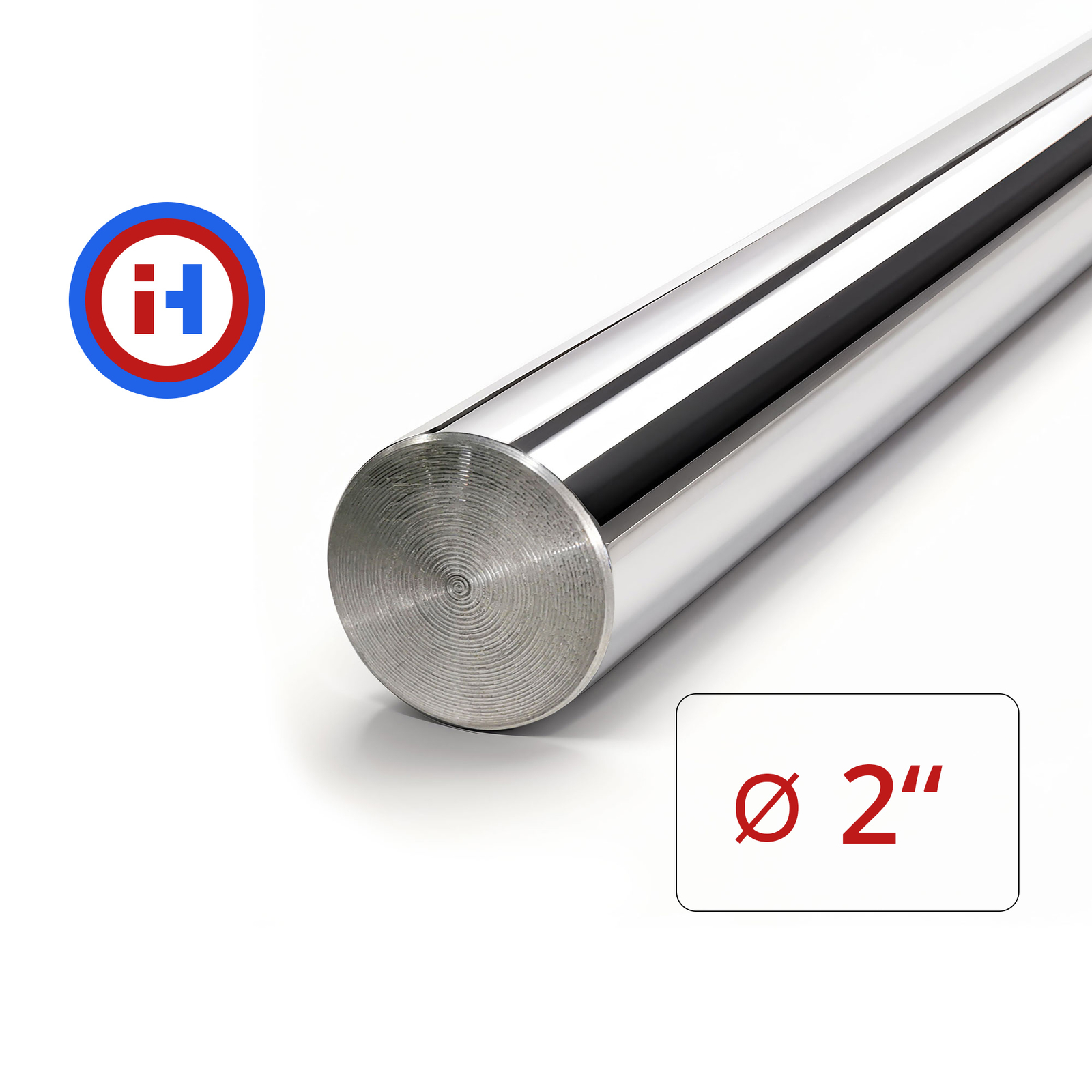 Induction Hardened Chrome Plated Steel Rod – 2″ Dia x 36″ length, 1045 steel bar