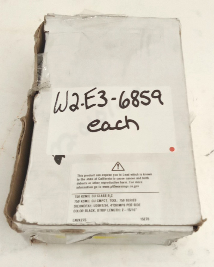 Burndy YS39 Copper Compression Long Barrel Butt Splice 750KCMIL Black Die 24