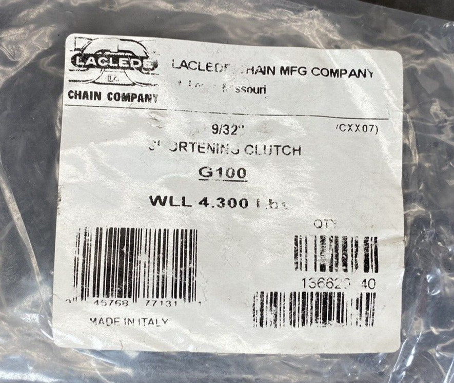Laclede Chain Co. 9/32″ G100 Shortening Clutch 1366-201-40 4300 lb