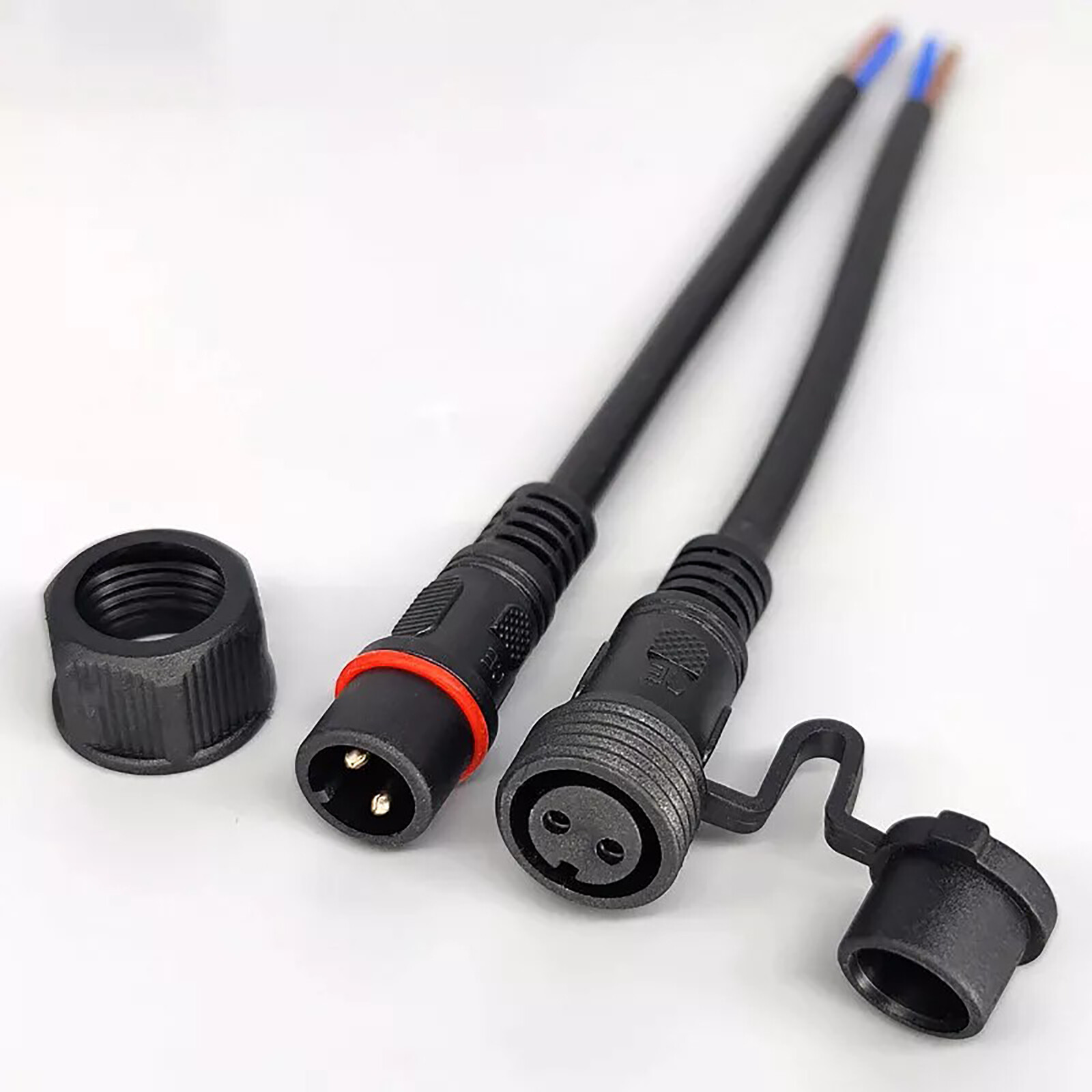 IP68 Waterproof Electrical Cable Connector With Dust Cover Type Socket 2-8 Pins